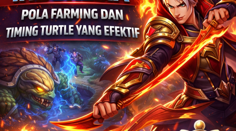 Strategi Jungler E-sport Indonesia dalam mengatur pola farming dan timing Turtle yang efektif di Mobile Legends.