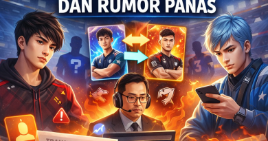 Ilustrasi berita esports terbaru tentang update roster, transfer pemain, dan rumor panas MLBB pasca kejuaraan dunia