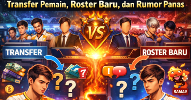 Ilustrasi berita esports Mobile Legends tentang transfer pemain, perubahan roster tim, dan rumor panas di scene kompetitif.