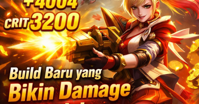 Ilustrasi hero Marksman dengan Build Gold Lane tersakit yang menghasilkan damage kritis tinggi di mid game