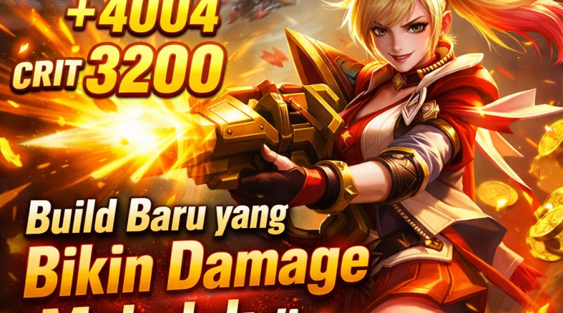 Ilustrasi hero Marksman dengan Build Gold Lane tersakit yang menghasilkan damage kritis tinggi di mid game